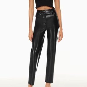 Wilfred Aritzia The Melina Super Hi Rise Black Faux Leather Pants Size 4